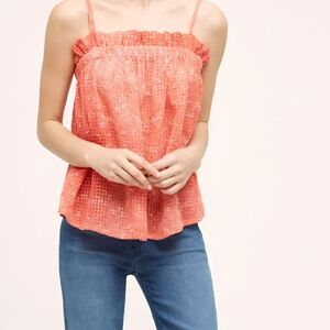 Maeve Anthropologie Women's Coral Flowy Feminine Summer Top Adjustable Straps M